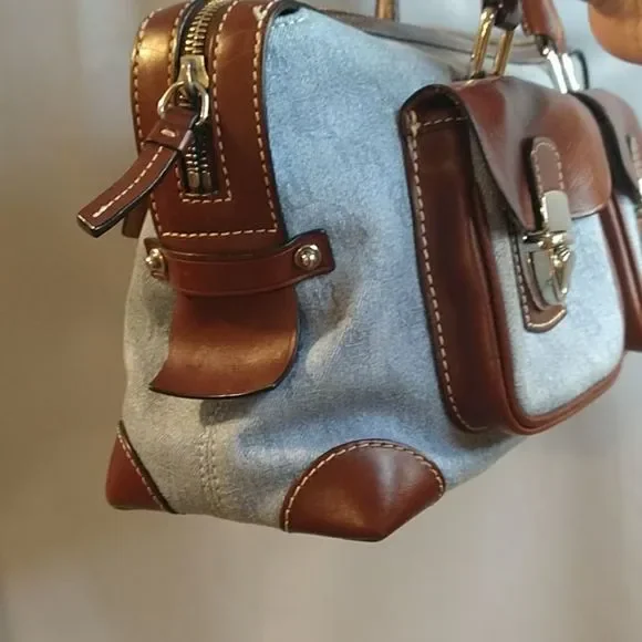 Dooney & Bourke Blue and Brown Satchel - Picture 4 of 13